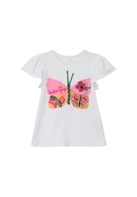 s.Oliver RED LABEL - T-Shirt, Pailetten, für Kinder - 0100  WHITE