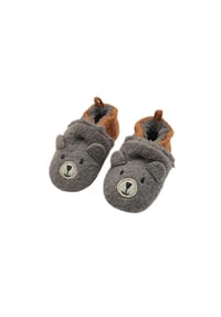 maximo® - Lauflernschuhe Bär Anti-Rutsch-Sohle, Kunstfellfutter, PVC - holzkohle-sudanbrown