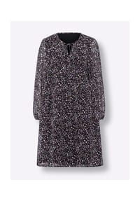 heine - Druck-Kleid - schwarz-violett-bedruckt