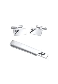 KUZZOÍ - Krawattennadel Manschettenknöpfe Set Elegant 925 Silber - Gold