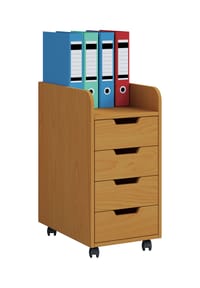 VCM. - Rollcontainer | Beistellcontainer mit 4 Schubladen | Maße ca. H. 65 x B. 33 x T. 40 cm | 4 leichtgängige Schubladen | Bürocontainer - Konal Mini - Buche