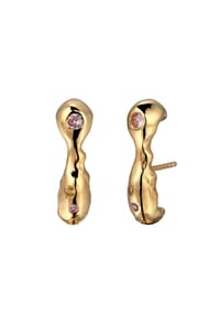HAZE & GLORY - Ohrringe Ohrstecker Citrin Synthetischer Saphir Rosa 925 Sterling Silber Gold-Plated - Gold
