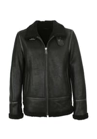 JILANI - Herren Lammfelljacke Lederjacke schwarz - schwarz