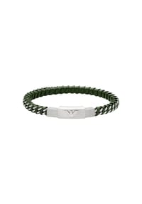 EMPORIO ARMANI N/A - Emporio Armani Herren-Lederarmband mit ID-Plakette aus Edelstahl, EGS3320040 - Silber