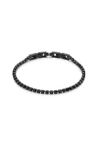 zeeme STAINLESS STEEL - Armband Edelstahl Kristall - schwarz