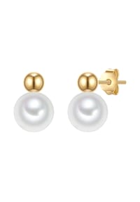 VALERO PEARLS - Damen Ohrringe aus 925/- Sterling Silber in Gelbgold mit Süßwasser-Zuchtperle - gelbgold