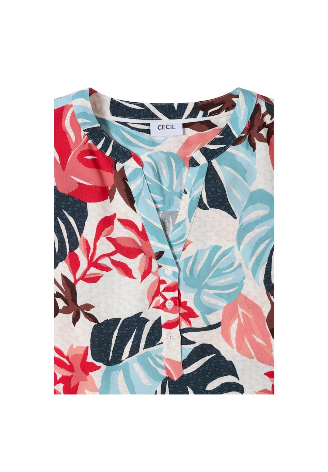 cecil Shirtbluse, Split-Neck, FüR Damen, Weiß|Blau|Rot, S