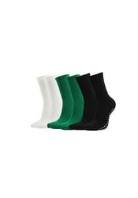 MUNADUNA - 3er-Pack Frottee-Anti-Rutsch-Socken   in S/M Fitness-Socken,Baumwolle,Anti-Rutsch - Schwarz-Grün Mix