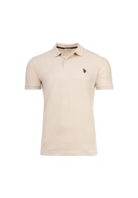 U.S. POLO ASSN. - Herren Poloshirt - Carded Piquet, Logo-Stickerei, Baumwolle - Beige