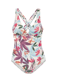 LASCANA - Badeanzug IMANI, Multioptions-Träger, für Damen - CREME PRINT