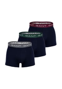 GANT - Herren Boxershorts, 3er Pack - Trunk 3-Pack, Baumwollmischung, einfarbig - Schwarz/Grau/Rot/Grün