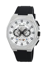 ONE ELEMENT Raptor - Herren Automatik Skelettuhr Armbanduhr mit Silikonarmband - Mineralglas - Edelstahlgehäuse - blau-schwarz-silber