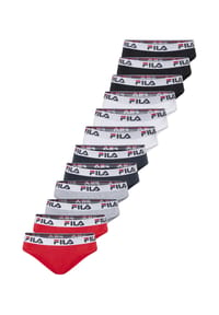 FILA - Slips Logo 12er-Pack mit normaler Taille und Logobund - Black-White-Navy-Grey-Red