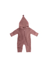 maximo® - GOTS BABY-Overall, Wollfleece  Reißverschluss, Jerseyfutter, Pompon - beigemeliert