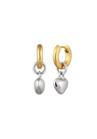 elli. - Ohrringe Creole Herz Bicolor Goldfarben - Zweifarbig