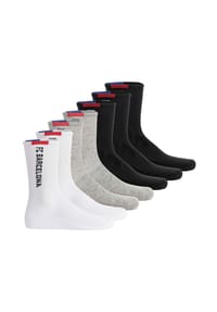 FC BARCELONA - Kinder Socken, 7er Pack - Tennis Socks, Schriftzug-Logo, Baumwollmischung, einfarbig - Schwarz/Grau/Weiß