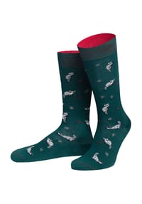von Jungfeld - Socken, mittelhoch, Waschbären-Motiv, für Herren - DUNKELGRÜN