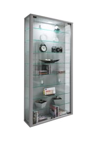 VCM. - Glasvitrine stehend | Vitrine Glas mit ESG-Sicherheitsglas | Maße ca.H. 113 x B. 59 x T. 18 cm | Standvitrine Glas | Modern und platzsparend | Glas Vitrinenschrank – Lumo Maxi - 
