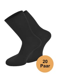 normani® - 20 Paar Baumwollsocken Unisex - Schwarz