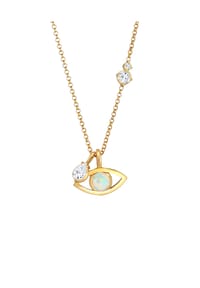 elli. PREMIUM - Halskette Evil Eye Synth. Opal Topas Tropfen 925 Silber - Gold