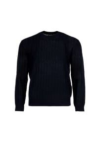 ARMANI EXCHANGE - Herren Strickpullover - Rundhals, Allover-Wellenmuster, Wollmischung, Regular Fit - Dunkelblau