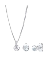 elli. - Schmuckset Basic Elegant 925 Silber, Mit Kristallen Von Swarovski® - Weiß