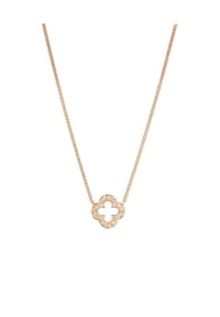 elli. PREMIUM - Halskette Kleeblatt Zirkonia Weiß 375 Gelbgold - Gold