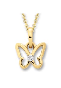 ONE ELEMENT Shine Bright Line - Damen Schmuckset - Set mit Halskette  Zirkonia Schmetterling Anhänger aus 333 Gelbgold - gold
