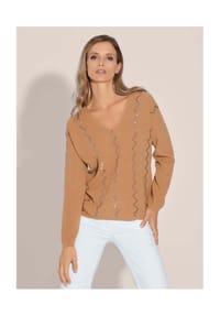 MADELEINE - Oversize-Pullover mit aufwändiger Dekoration - caramel