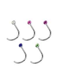 Adelia's - Titan Nasen Piercing Set 5 bunte Nasenstecker mit Spirale - bunt