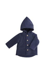 maximo® - GOTS BABY-Jacke, Wollfleece Kapuze, Knöpfe, Jerseyfutter - braunmeliert