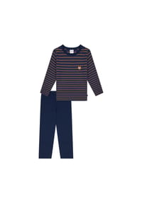 SCHIESSER - Jungen Schlafanzug, lang - Kids, offenes Bein, Baumwolle, Print - Blau/Grau