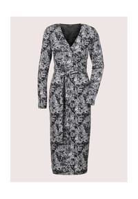 MADELEINE - Kleid in Wickel-Optik - schwarz / wollweiß