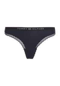 TOMMY HILFIGER - Tonal Logo Lace String, Spitze, einfarbig, für Damen - BDS BLACK