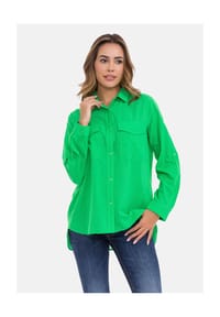 CIPO & BAXX® - Bluse WH123 praktische Brusttaschen mit Klappe - GREEN