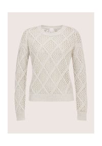 MADELEINE - Stilvoller Grobstrickpullover mit Ajour-Muster - perlweiß