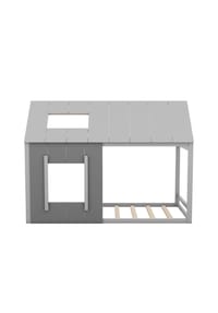 KOMHTOM - Hausbett 90/200 cm in Dunkelgrau und Hellgrau mit Fenster - Grau