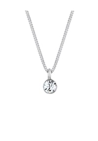 elli. - Halskette Basic Solitär 925 Silber, Mit Kristallen Von Swarovski® - Gold