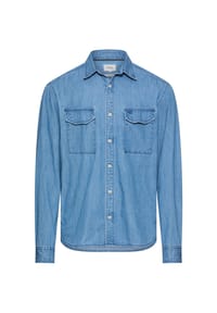 camel active - Langarmhemd in Jeans Optik - Dunkelblau