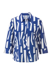 Sieh an! - Hemdbluse - royalblau-ecru-bedruckt