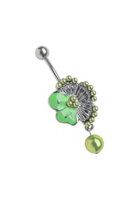 Adelia's - Bauchnabelpiercing Banane , Blume mit Perlen - grün