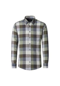 CASAMODA - Herren Flanellhemd kariert Casual Fit - Grün