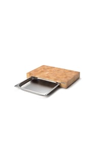 CONTINENTA - Schneidebrett mit Edelstahl-Schublade, Gummibaumholz, 48 x 32.5 x 6.5 cm - BEIGE