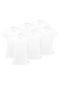 Levi's® - Herren T-Shirts, 6er Pack - EOCM, V-Ausschnitt, Kurzarm, einfarbig - Weiß