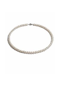 DI PERLE® DI PERLE Schmuckkollektion - Süßwasser Zuchtperlen Halskette Collier aus 925er Silber rhodiniert, 45 cm - weiß