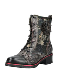 LAURA VITA® - Leder/Textil Stiefelette - Schwarz Kombi