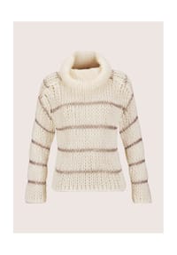 MADELEINE - Grobstrick-Pullover mit Rollkragen - wollweiß / cappuccino