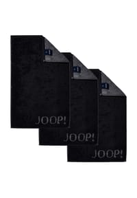 JOOP! - Gästetuch Classic Frottierkollektion, 3er Pack - 30x50 cm, Walkfrottier - Anthrazit