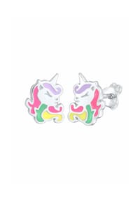 elli. - Ohrringe Kinder Einhorn Emaille 925 Silber - Silber