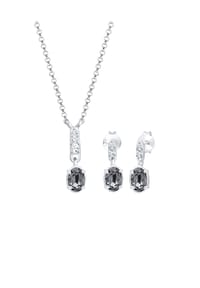 elli. - Schmuckset Erbskette Stecker 925 Silber, Mit Kristallen Von Swarovski® - Silber